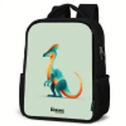 Dino - Blauw - Dier Rugzak - Zwart middel -schuin