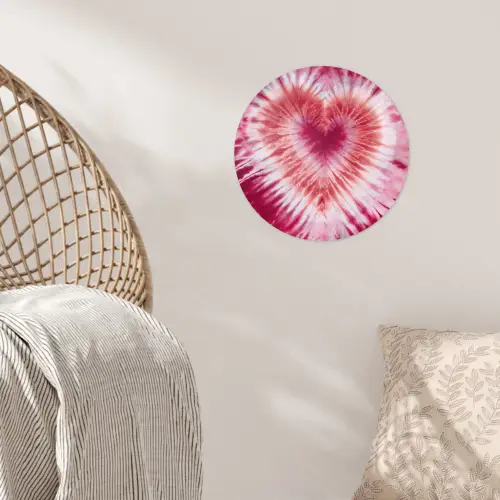 Hartvorm - Roze - Tie dye Wandcirkel behangsticker klein -sfeer4
