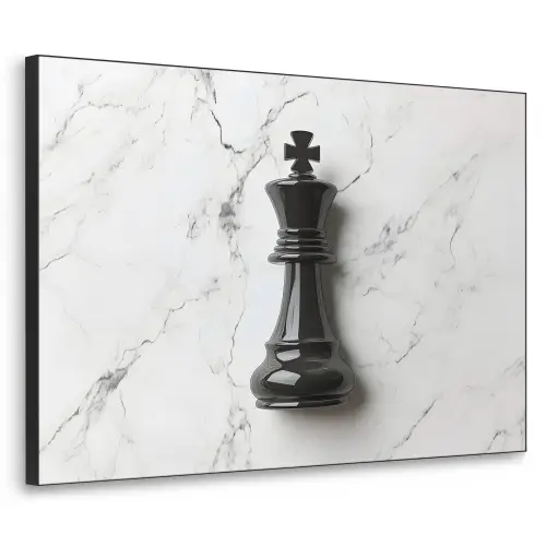 Schaakstuk - Koning - Zwart - Marmer Textielframe zwart klein -3d