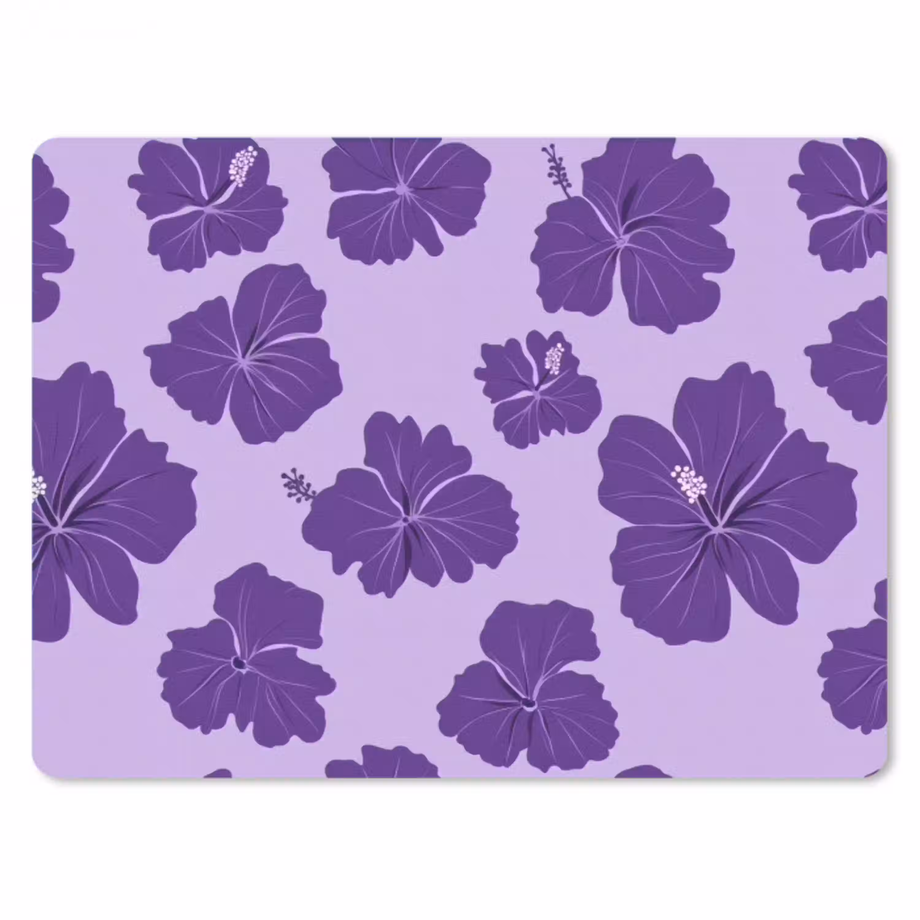 Hibiscus - Bloemen - Paars muismat rubber klein 262 -3d
