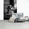 Golden Retriever - Hond - Vrolijk -  Bord spaghetti - Zwart - wit fotobehang vinyl groot -slaapkamer