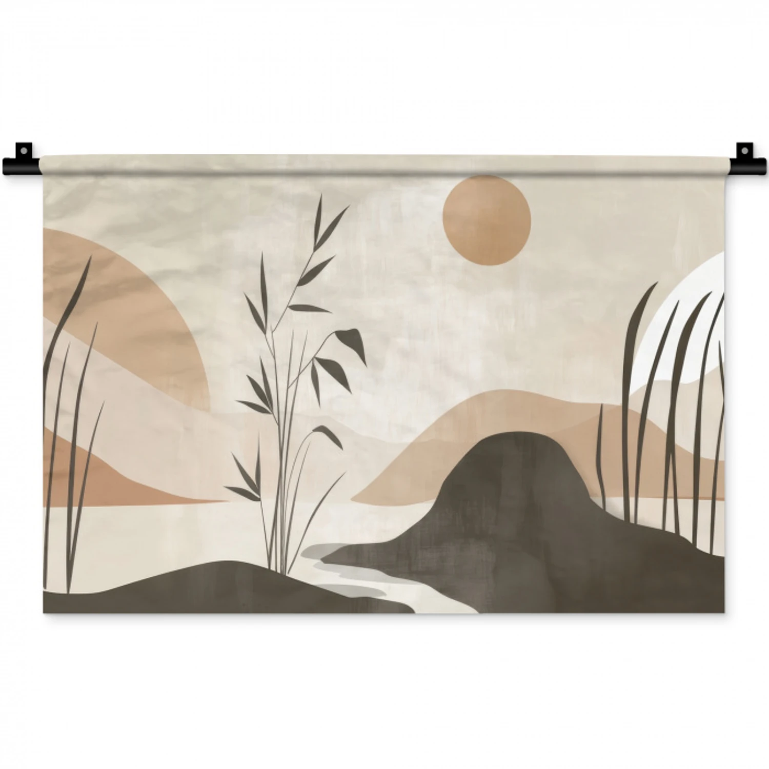 Japandi - Landschap - Beige Wandkleed katoen klein -zz3d