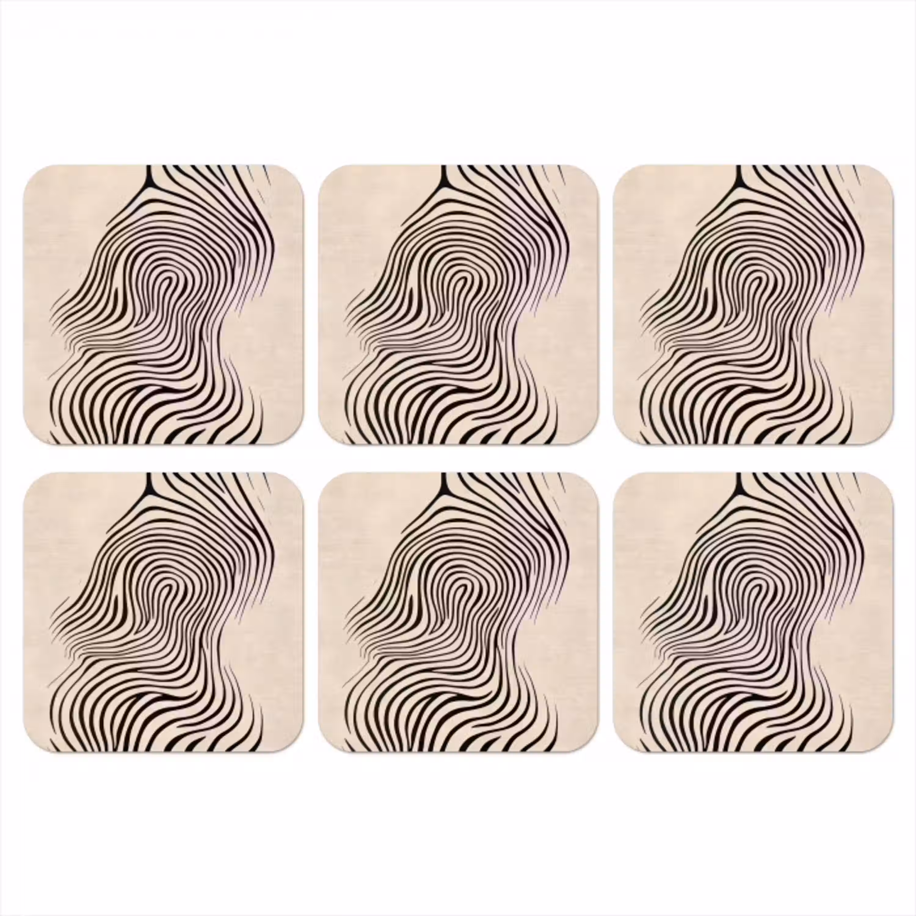 Lijnen - Abstract - Golvend - Zwart onderzetter kurk middel -3d
