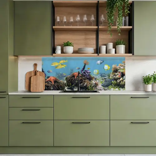 Water - Koralen - Vissen - Lichtinval keuken achterwand 2 middel -sfeer3