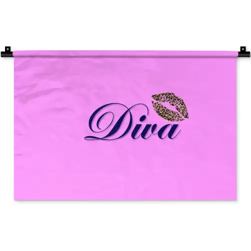 Diva - Lip - Panterprint - Roze Wandkleed katoen klein -zz3d