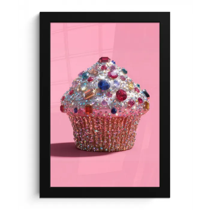 Cupcake - Kleurrijk - Edelstenen fotolijst zwart zonder passe partout klein -3d