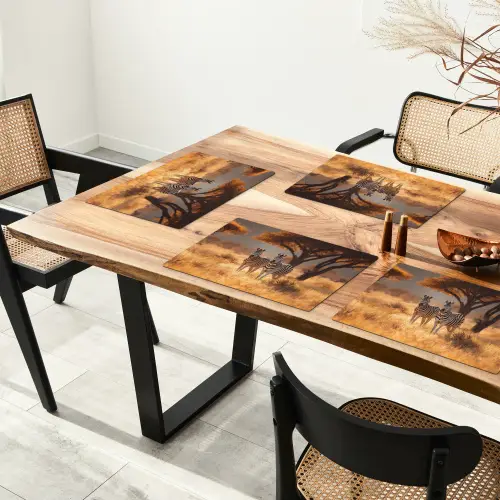 Zebra's - Savannelandschap - Gras Placemat vinyl groot -zzsfeer4_Kitchenyeah-website