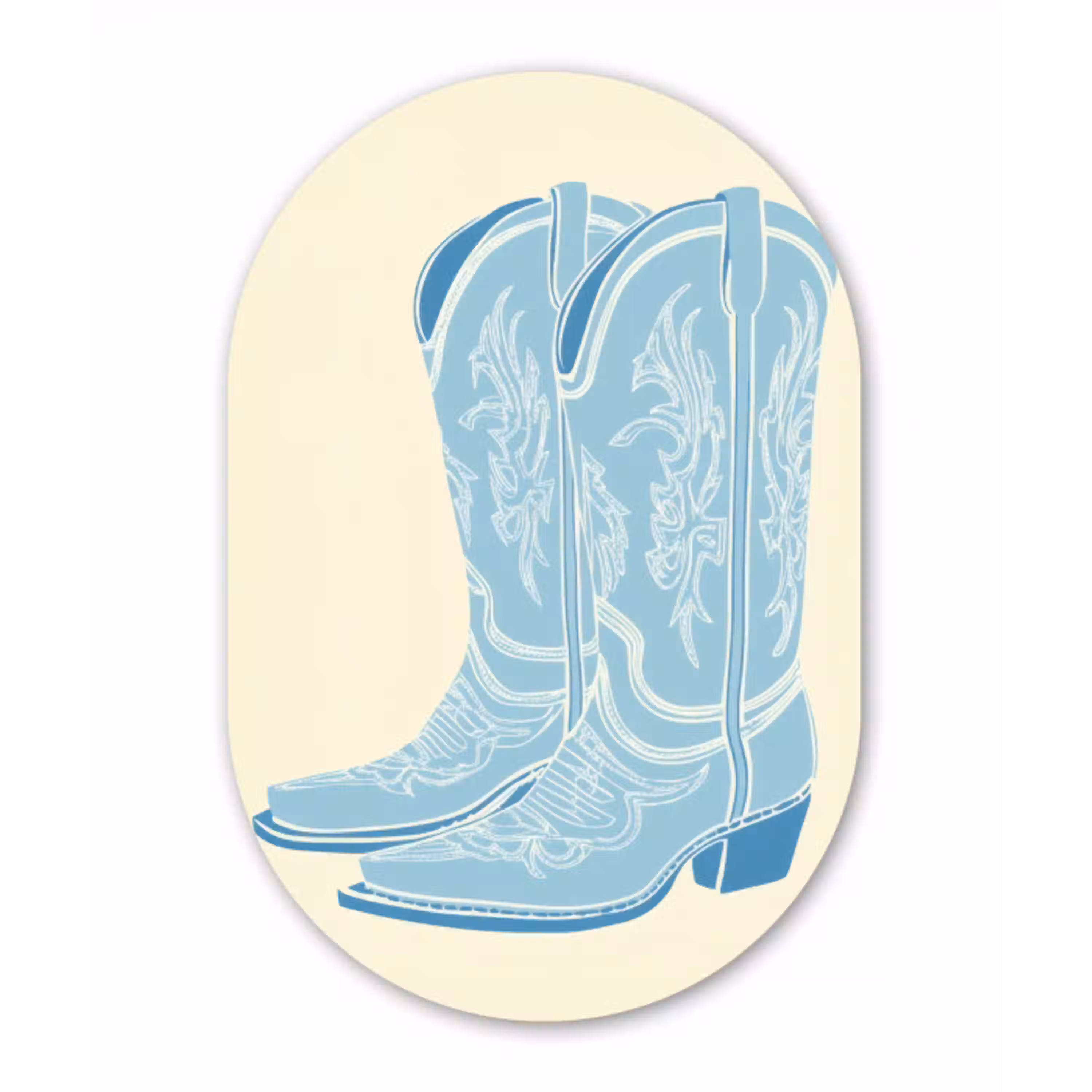 Illustratie - Cowboylaarzen - Patroon Wandcirkel Ovaal Glas middel -3d