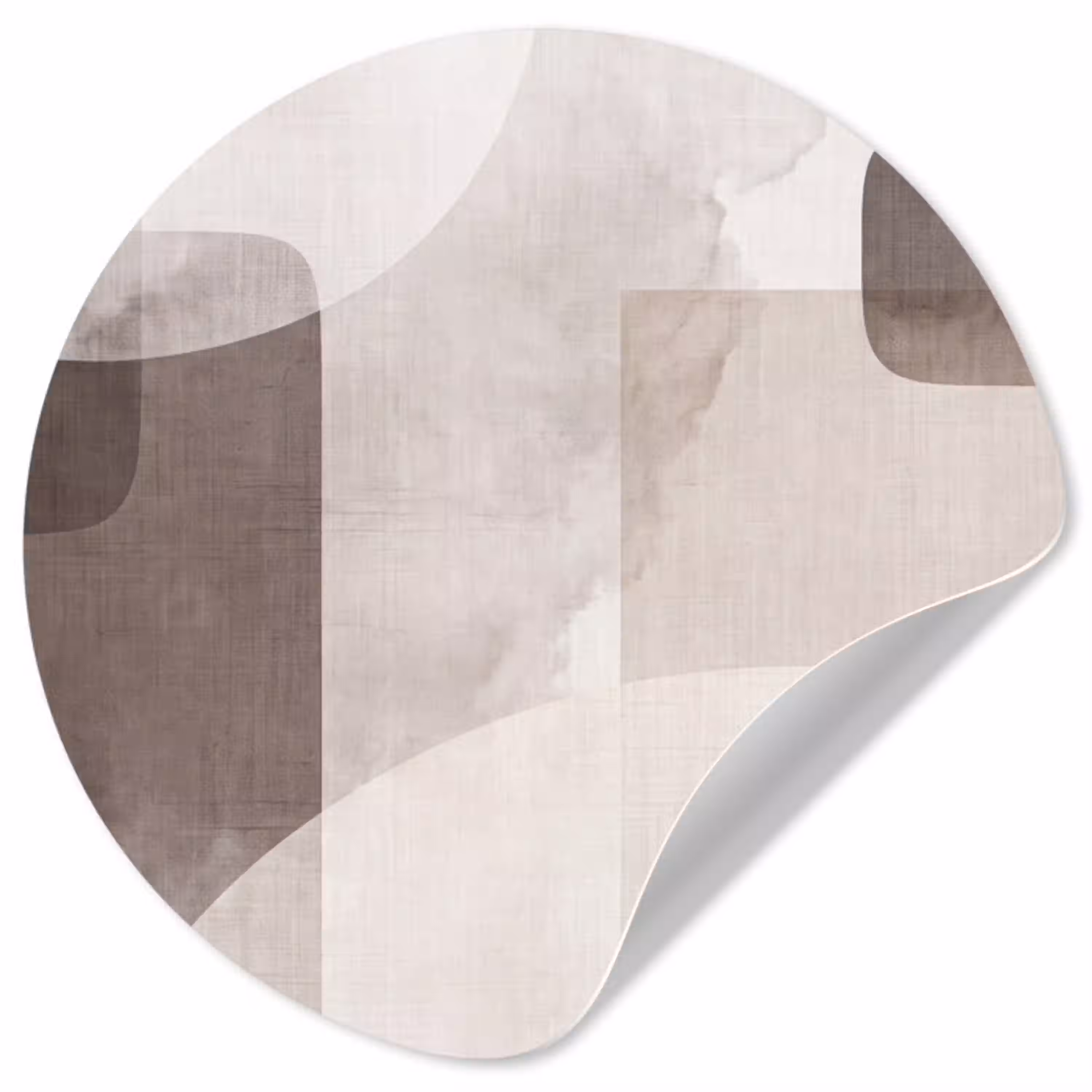 Abstracte vormen - Beige Wandcirkel behangsticker klein -3d