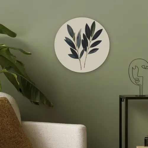 Ovaalvormige bladeren - Diep groen - Symmetrisch Akoestische PET Vilt - Rond klein -sfeer2
