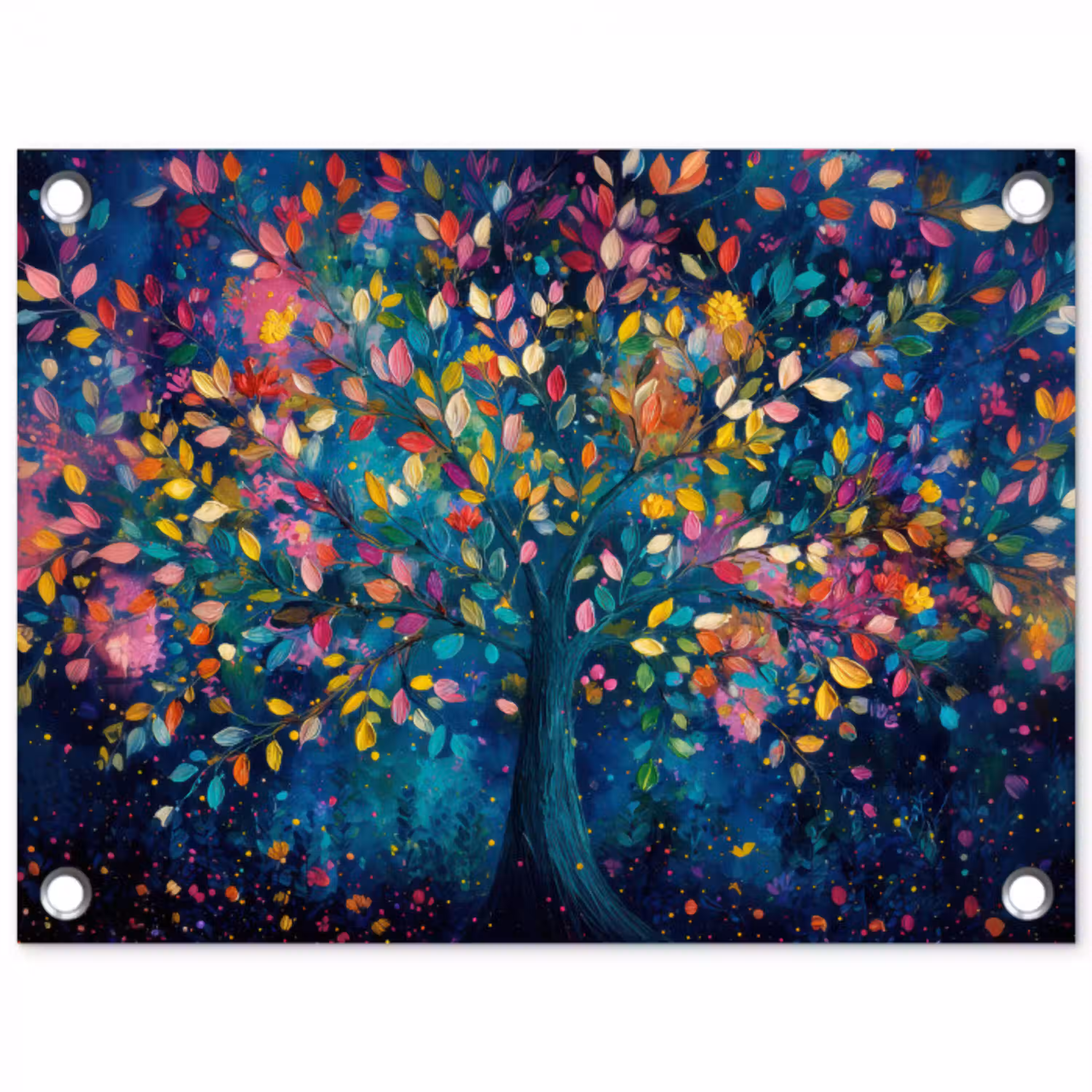 Kleurrijk - Boom - Magisch - Abstract tuinposter los doek klein -3d