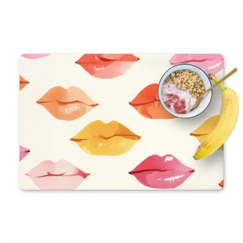 Lippen - Kleurrijk - Glanzend Placemat vinyl groot -zzzproduct_Kitchenyeah-website