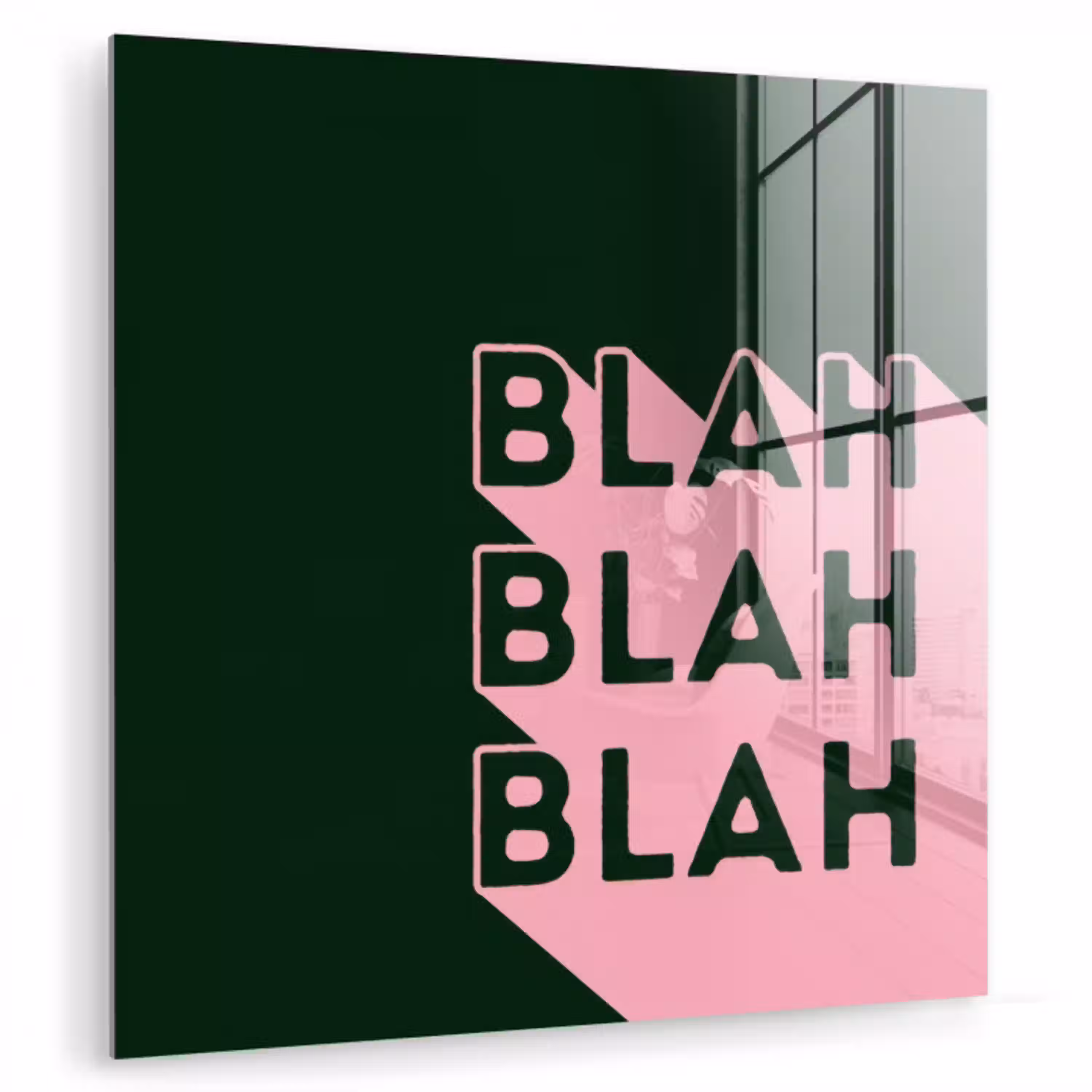 Donkergroen - Tekst - Schaduw - Grafisch plexiglas 5mm klein -zzzproduct_nieuw