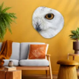 Sneeuwuil - Oog - Wildlife - Wit Wandcirkel Organisch Aluminium middel -sfeer4