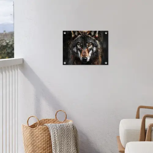 Dieren - Wolf - Portret - Zwart - Bruin tuinposter los doek klein -sfeer8
