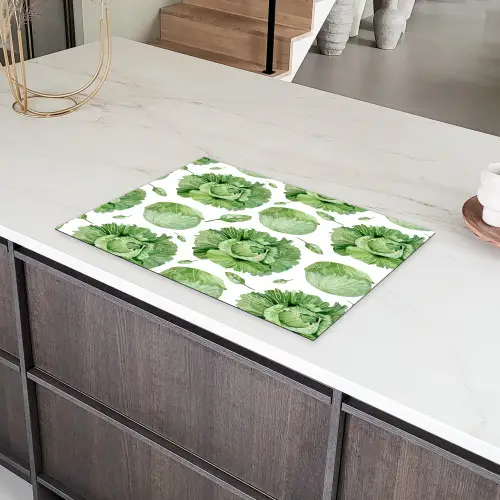 Kool - Bladgroen - Wit - Patroon Inductie beschermer vinyl 3mm klein 276 -sfeer8