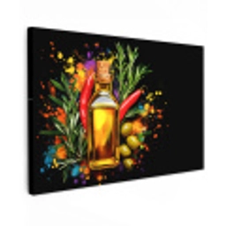 Olijfolie - Graffiti - Peper - Olijven - Modern Tuinposter op houten frame 2 cm dik klein -3d