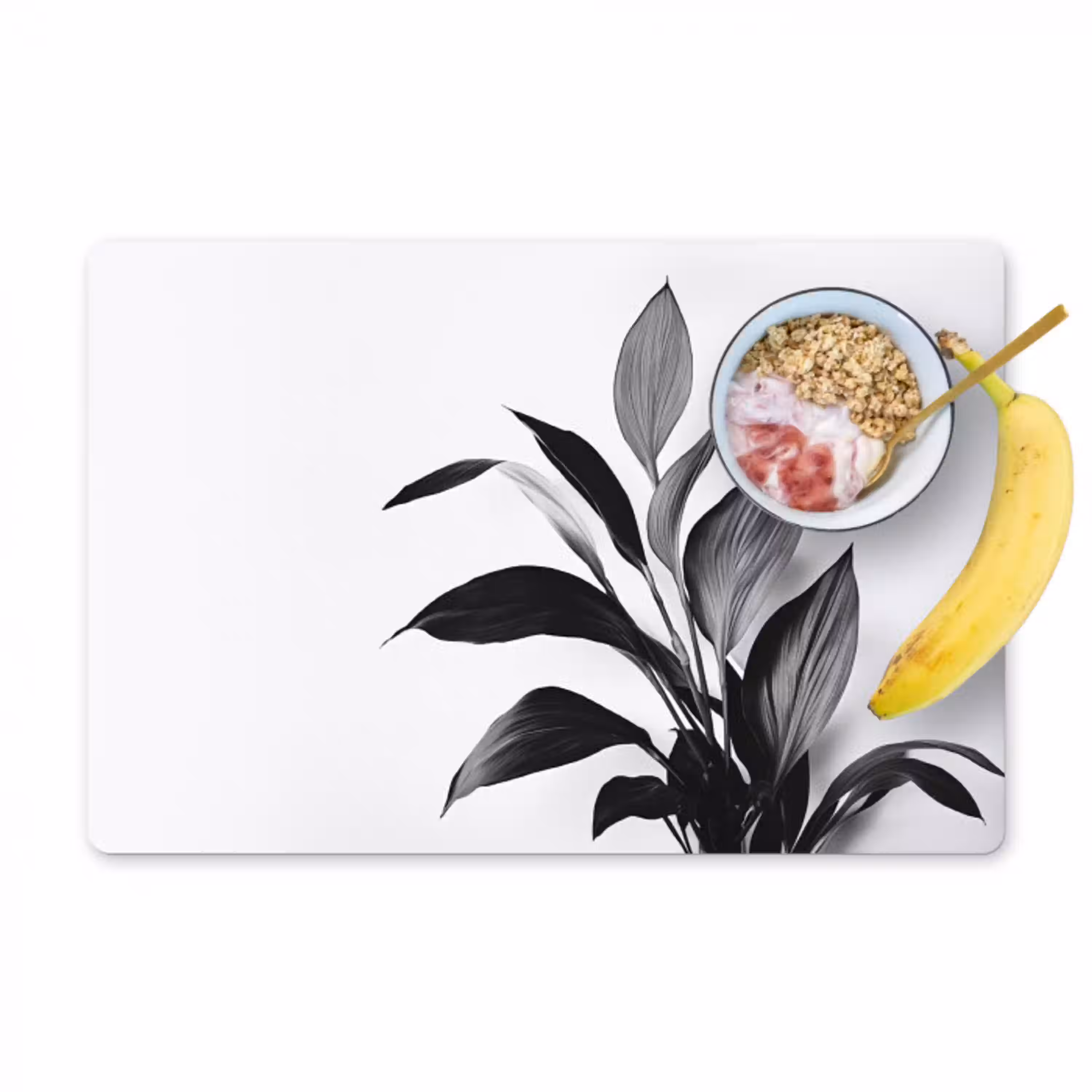 Plant - Bladeren - Minimalistisch - Zwart Placemat vinyl groot -zzzproduct_Kitchenyeah-website