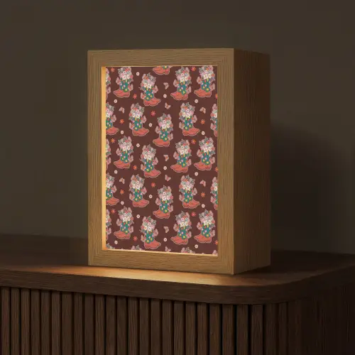 Donker - Cowboy - Laars - Patroon Light Box met kabel (Tafellamp) klein 925 -z3d_website