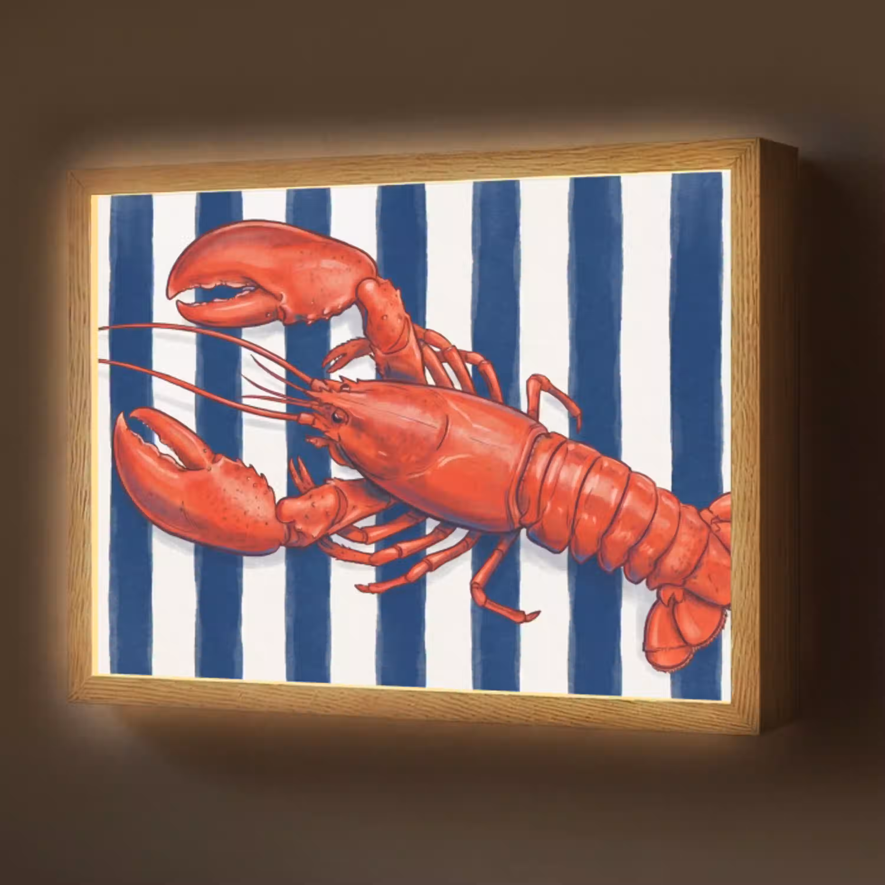 Schaaldier - Kreeft - Marine - Illustratie - Rood Light Box met batterij (Wandlamp) middel -z3d_website