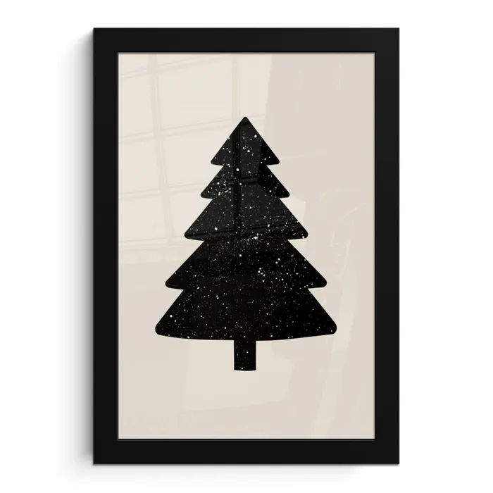 Kerstboom - Zwart - Feestdagen - Beige fotolijst zwart zonder passe partout klein -3d