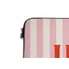 Hola - Quote -  Strepen - Pastel - Roze - Rood - Wit laptophoes neopreen klein -detail