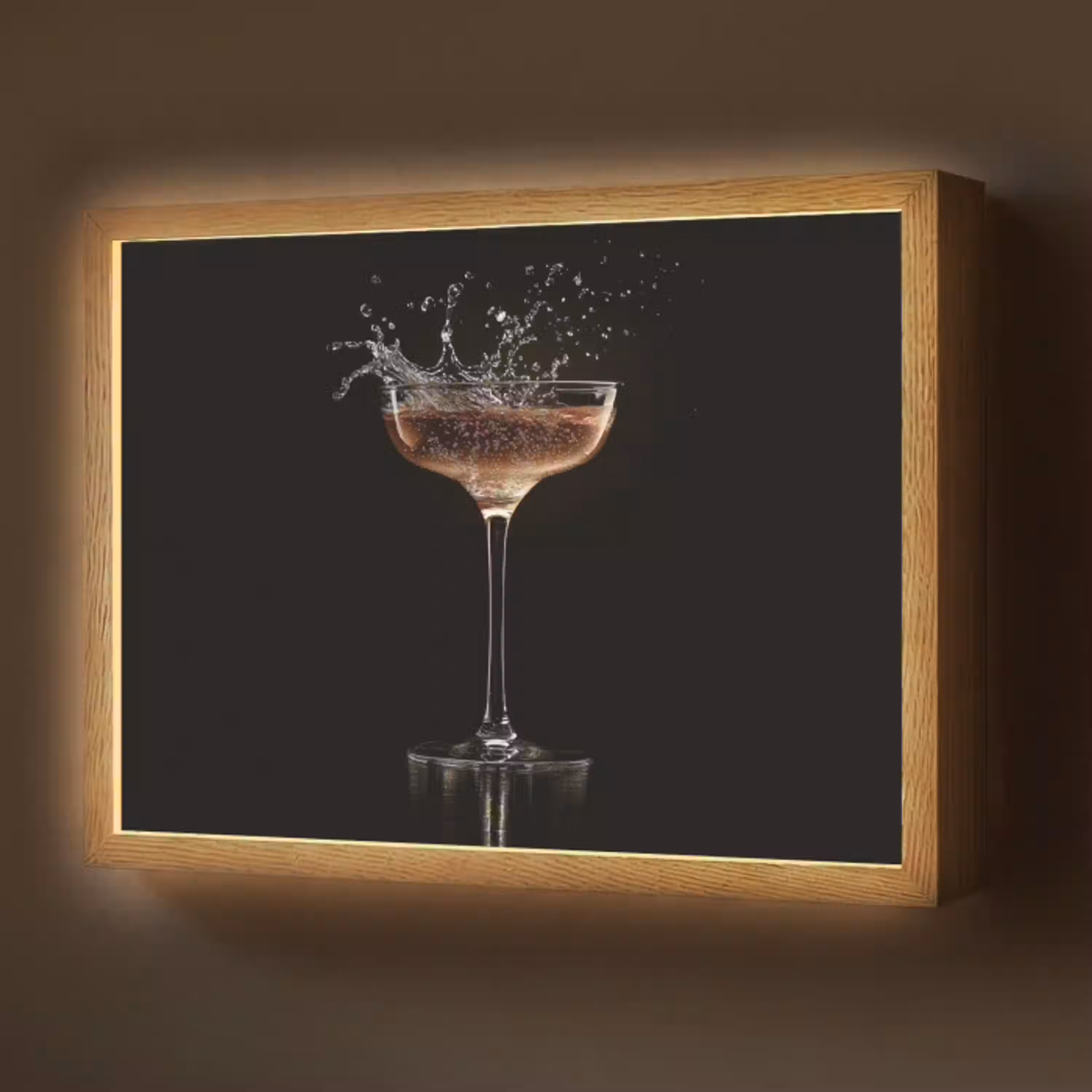 Cocktail - Zwart - Spetters - Glas Light Box met batterij (Wandlamp) middel -z3d_website