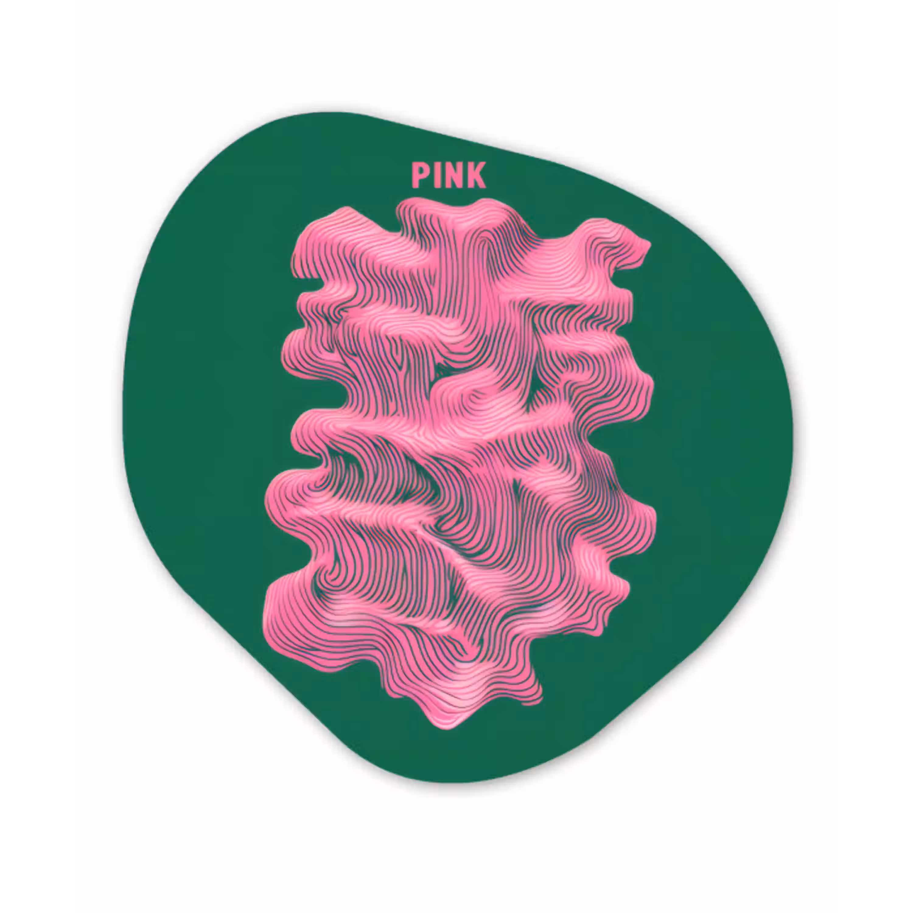Abstract - Pink - Lijnen - Groen Wandcirkel Organisch Plexiglas middel -3d