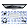 Borden - Bloemen - Patroon - Blauw Muismat XXL klein 681 -3d