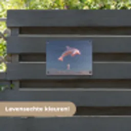 Dolfijn - Roze - Astronaut tuinposter los doek klein -sfeer3