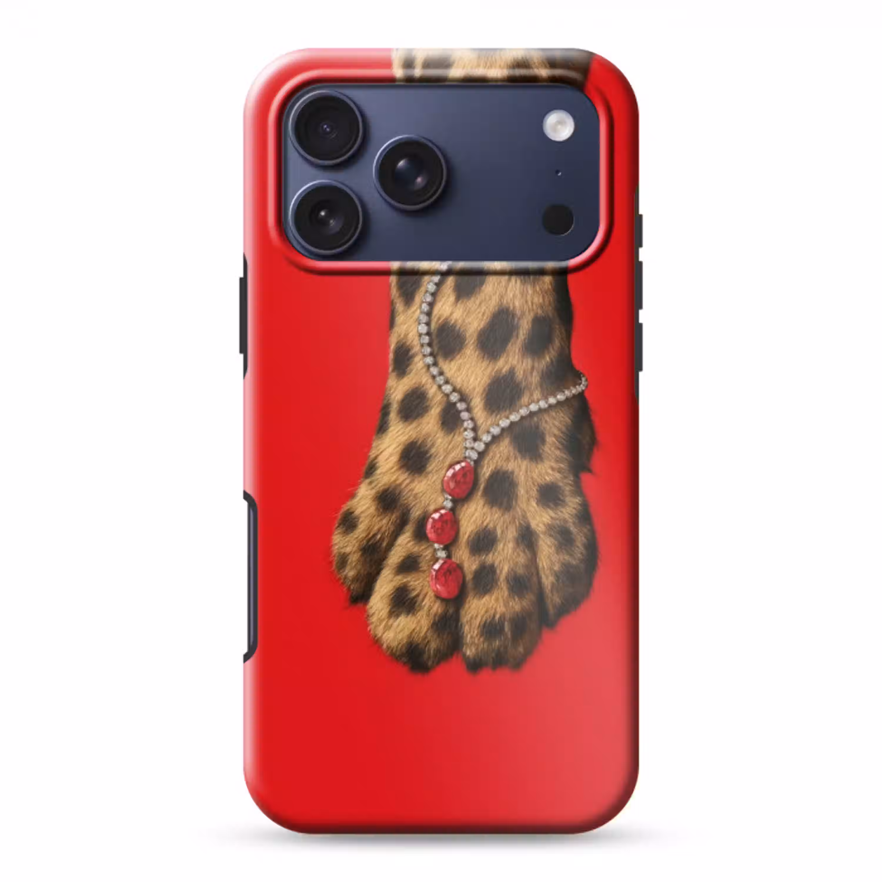 Poot - Luipaard - Ketting - Edelstenen Toughcase MagSafe Apple iPhone 17 Pro Max klein -3d