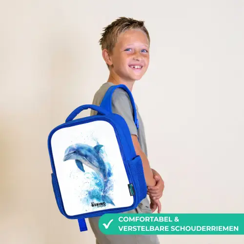 Springende blauwe dolfijn Kinderrugzak - Blauw middel -sfeer3_NL