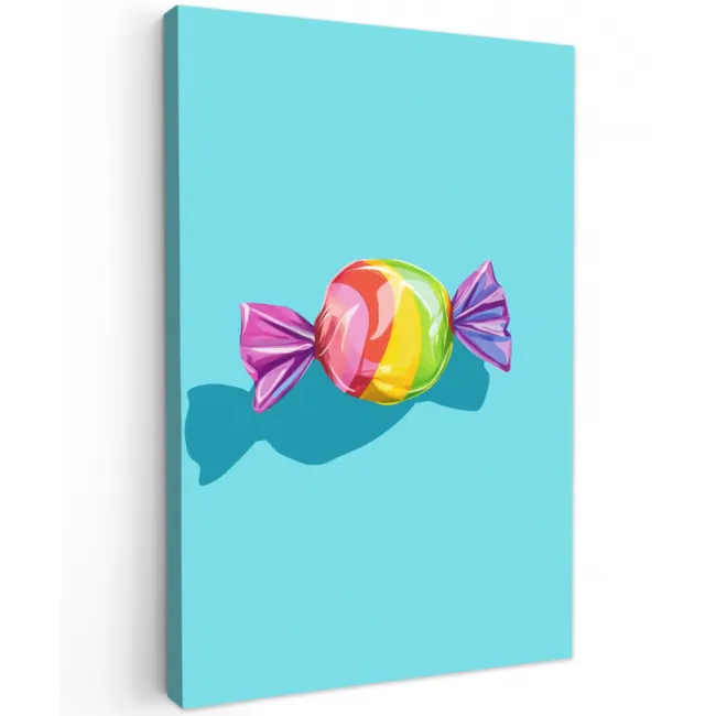 Blauw - Snoep - Regenboog Tuinposter op houten frame 2 cm dik middel -3d