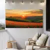 Klaprozen - Bloemen - Heuvels - Zonsondergang Tuinposter op houten frame 2 cm dik xxl -sfeer1