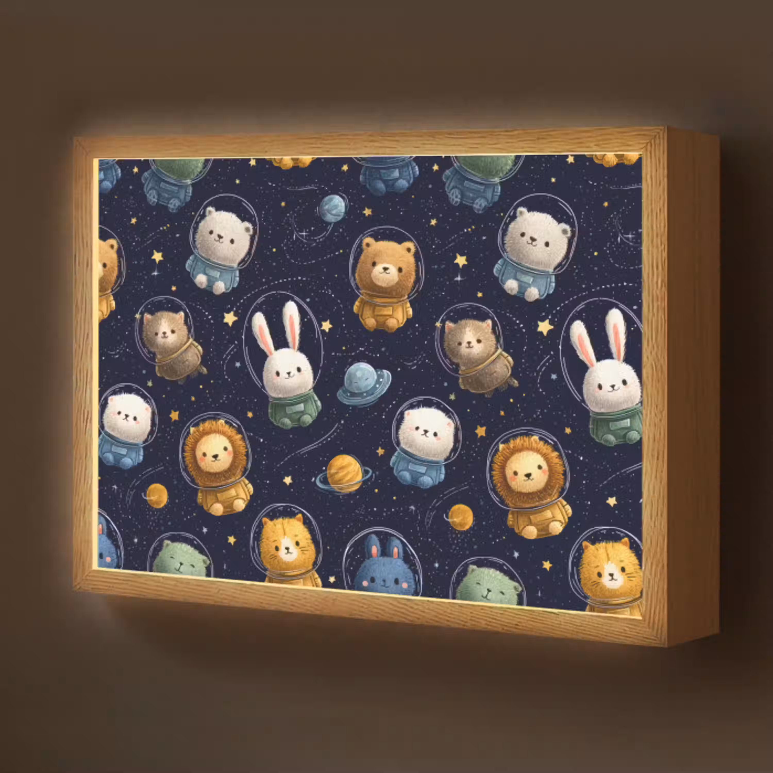 Dieren - Sterrenhemel - Ruimte Light Box met batterij (Wandlamp kind) middel -z3d_website