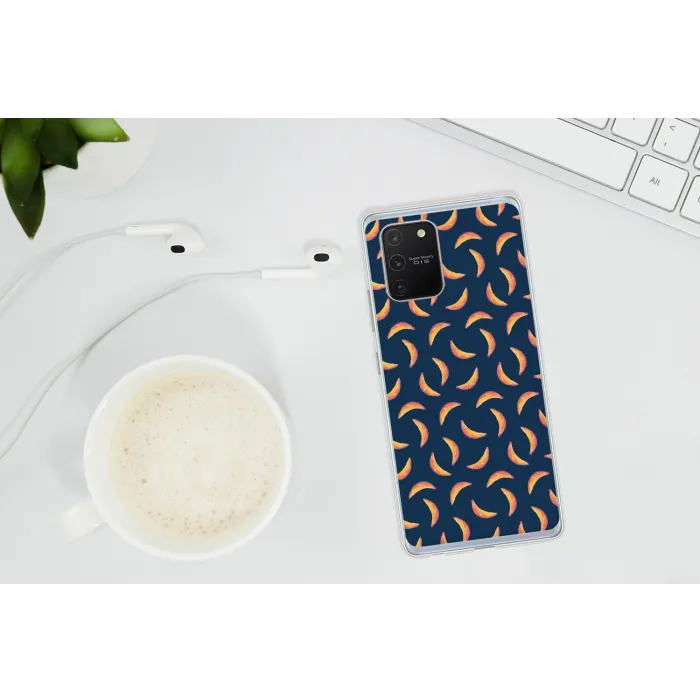 Banaan - Tropisch - Blauw - Patroon Telefoonhoesje Samsung Galaxy S10 Lite klein 364 -oordopS10Lite