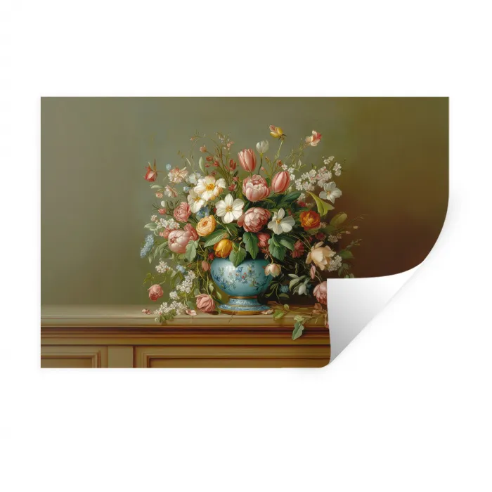 Vaas - Pastel - Kleuren - Bloemen Muursticker klein -3d