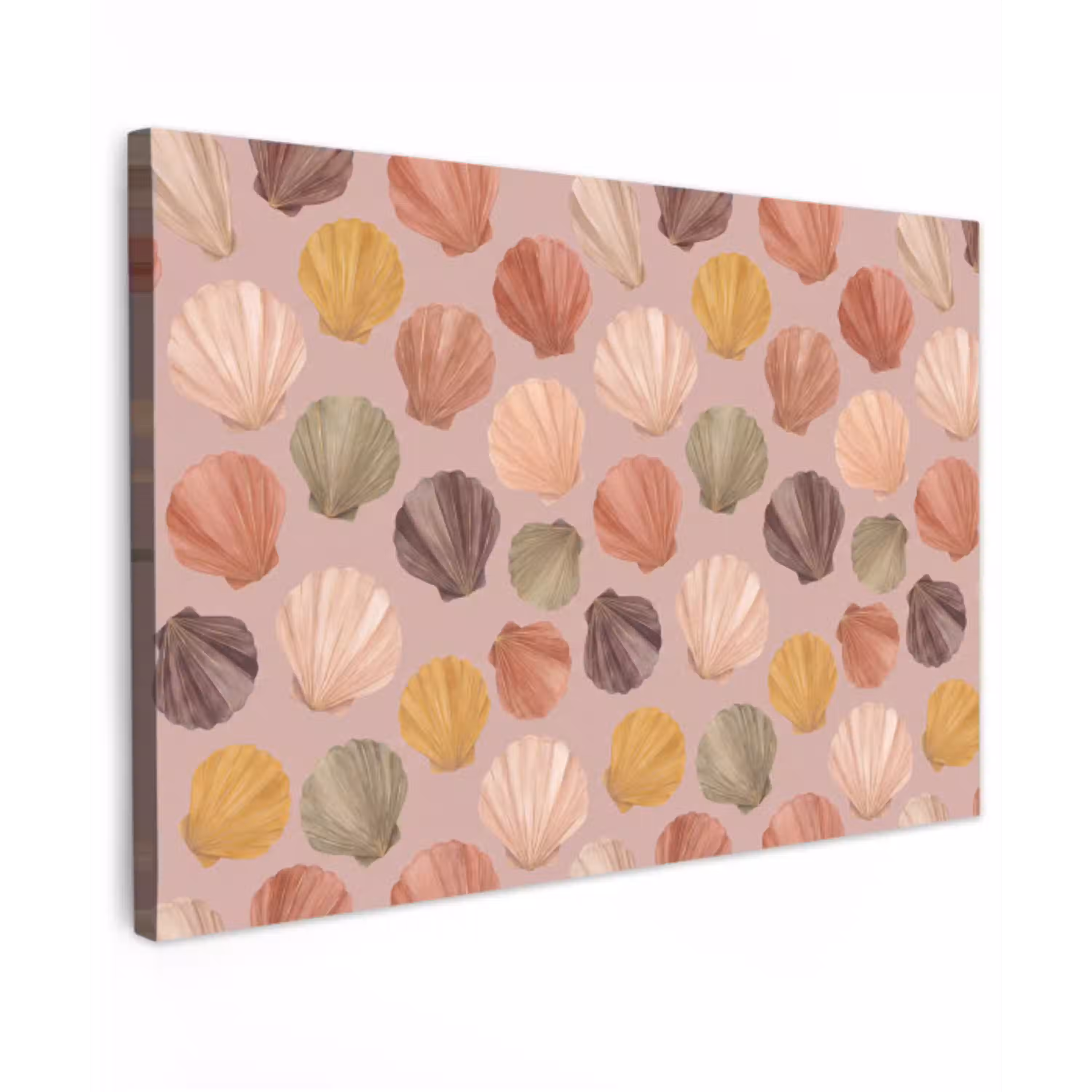 Schelp - Patroon - Zee - Aquarel - Aardetinten canvas 2cm klein -z3d