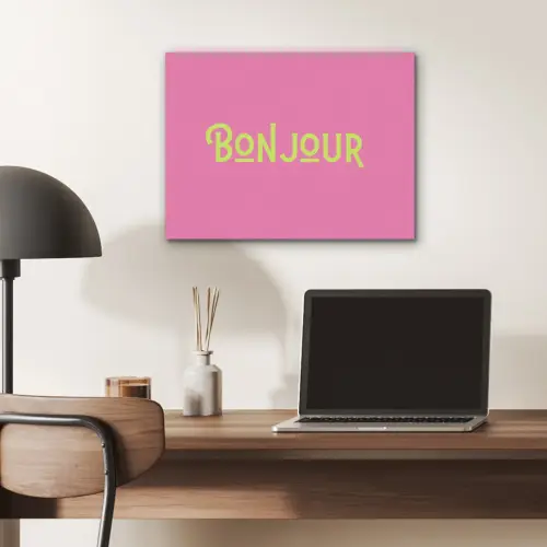 Roze - Groene Bonjour - art-deco PET vilt klein -sfeer5