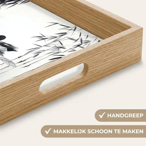 Eenden - Waterlelies - Riet - Zwart Dienblad Rechthoek middel -USP_HandgreepNL