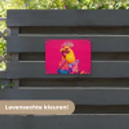 Haan - Kleurrijk - Kimono - Roze tuinposter los doek klein -sfeer3