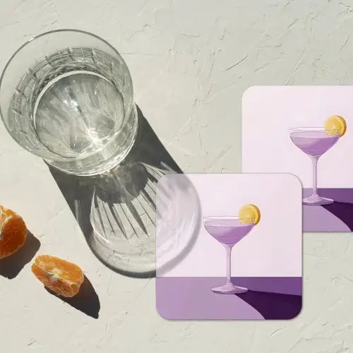 Cocktail - Paars - Minimalistisch - Citroen onderzetter kurk middel -sfeer4