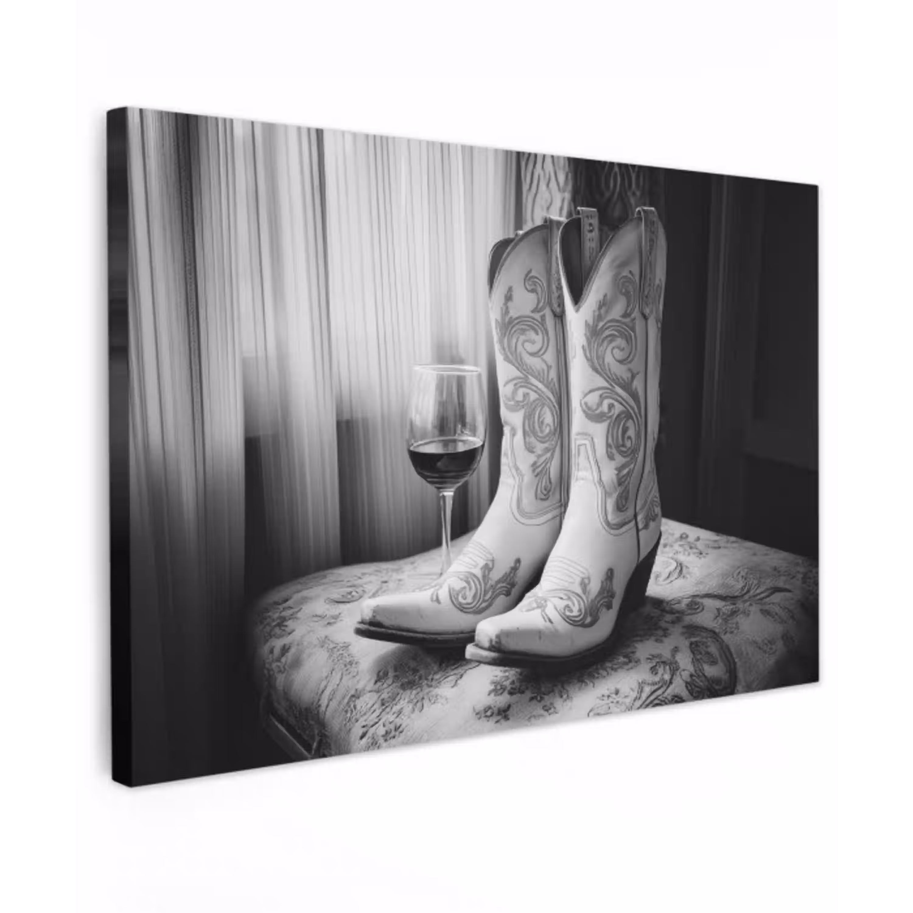 Wijn - Cowboylaarzen - Raamlicht - Wit canvas 2cm klein -z3d