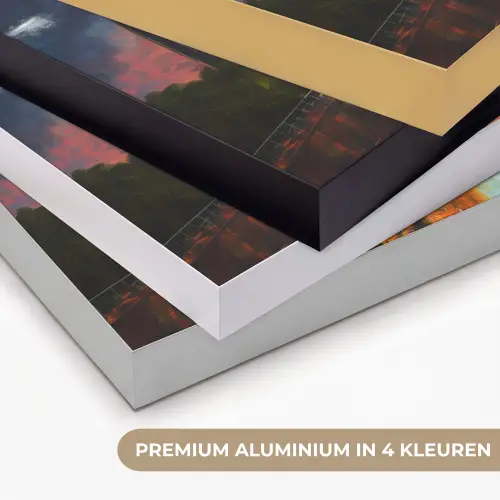 Auto - Skyline - Zon - Blauw Textielframe zwart klein -USP_kleurenNL