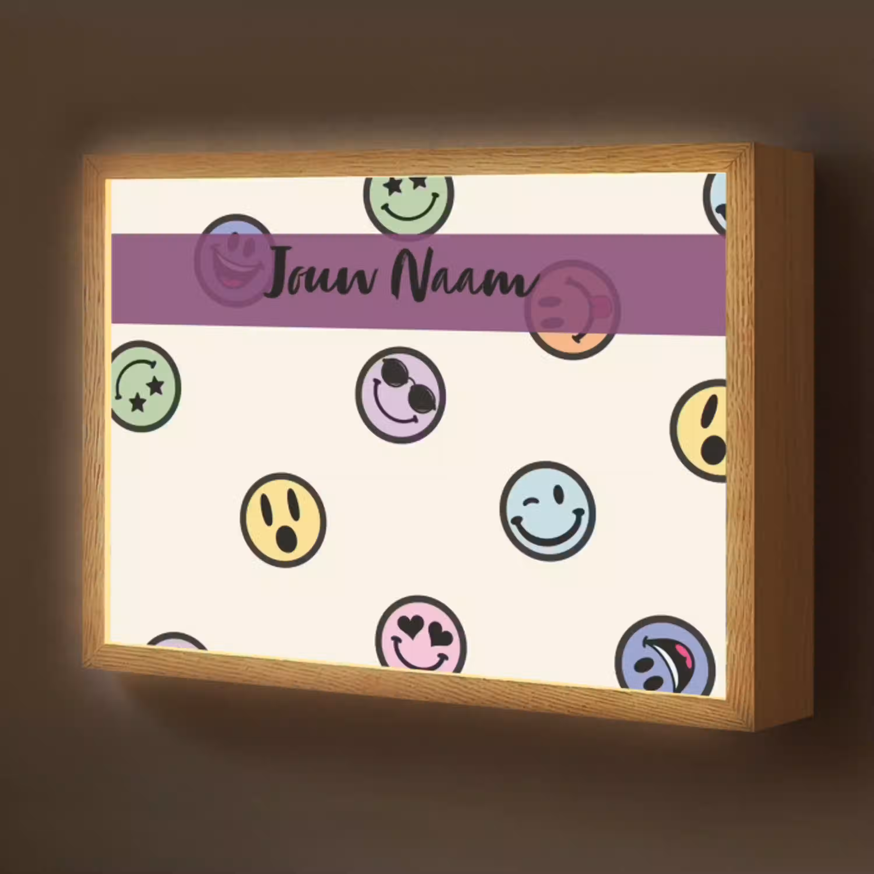 Smileys - Kleurrijk - Grappig Light Box met batterij (Wandlamp kind) middel -z3d_website