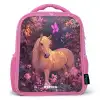 Paard - Bloemen - Paars - Vlinder Kinderrugzak - Roze middel -3d