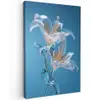 Lelies - Blauw - Glazen Tuinposter op houten frame 2 cm dik klein -3d