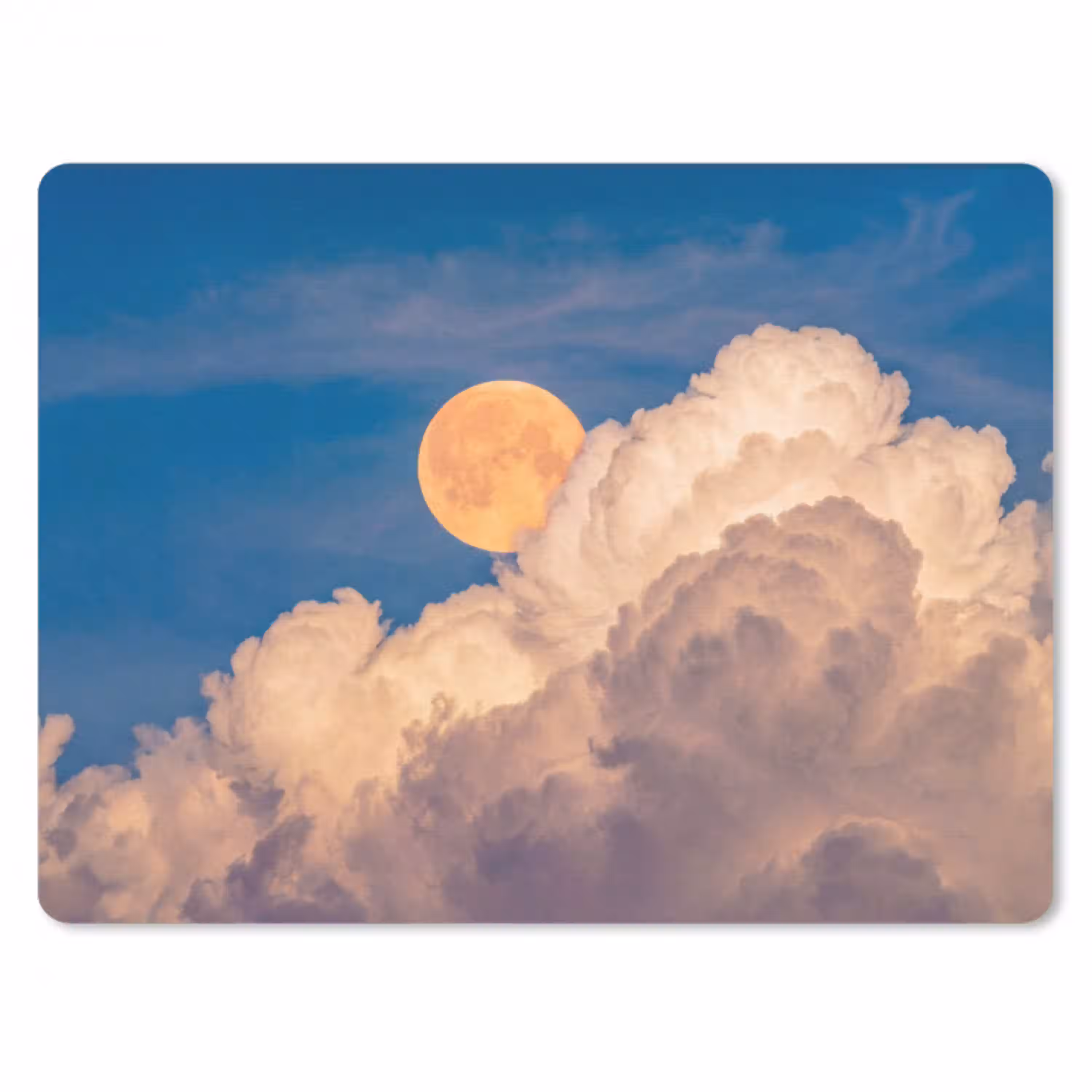 Maan - Wolken - Natuur - Oranje muismat rubber klein -3d