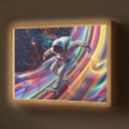 Astronaut - Ruimte - Skateboard - Kleurrijk Light Box met batterij (Wandlamp) middel -z3d_website