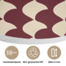 Rood - Tegelpatroon - Crème Akoestische PET Vilt - Rond klein 838 -closeup_NL